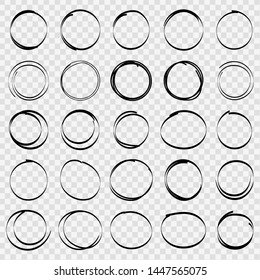 Hand drawn circles sketch frame super set. Rounds scribble line circles. Vector illustrations. Black color.