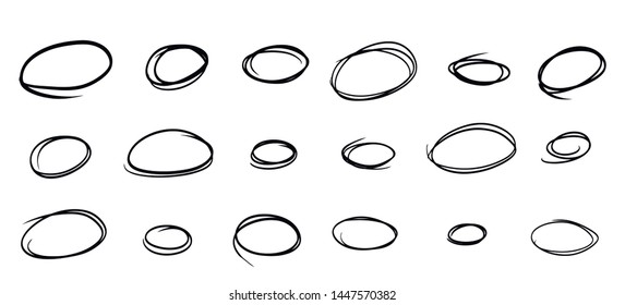 Hand drawn circles sketch frame super set. Rounds scribble line circles.