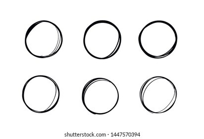 Hand drawn circles sketch frame super set. Rounds scribble line circles.