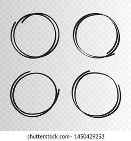Hand drawn circles sketch frame super set. Rounds scribble line circles. Vector illustrations.