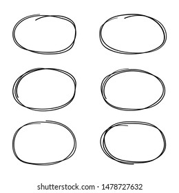 Hand drawn circles sketch frame super set. Rounds scribble line circles. Vector illustrations.