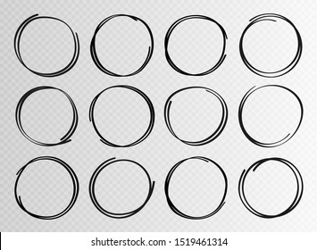 Hand drawn circles sketch frame super set. Rounds scribble line circles. Vector illustrations.
