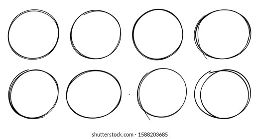 Hand drawn circles sketch frame super set. Rounds scribble line circles. Vector illustrations. EPS 10