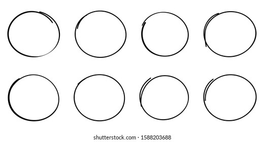 Hand drawn circles sketch frame super set. Rounds scribble line circles. Vector illustrations. EPS 10