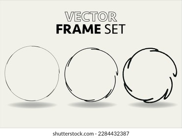 Hand drawn circles sketch frame vector set. Rounds scribble line circles. Vector illustrations.