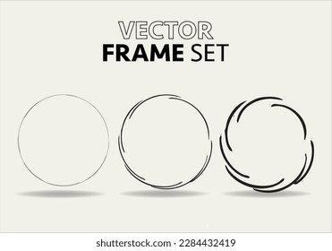 Hand drawn circles sketch frame vector set. Rounds scribble line circles. Vector illustrations.