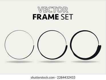 Hand drawn circles sketch frame vector set. Rounds scribble line circles. Vector illustrations.