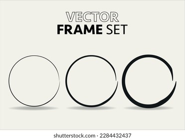 Hand drawn circles sketch frame vector set. Rounds scribble line circles. Vector illustrations.