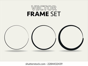 Hand drawn circles sketch frame vector set. Rounds scribble line circles. Vector illustrations.