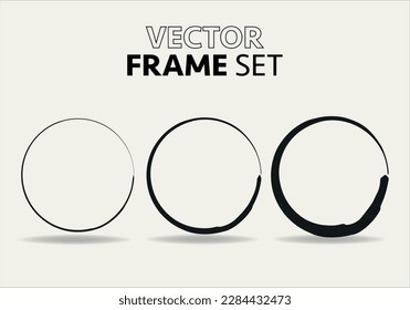 Los círculos dibujados a mano esbozan el conjunto de vectores de marco. Rodea círculos de líneas de garrapatas. Ilustraciones vectoriales.