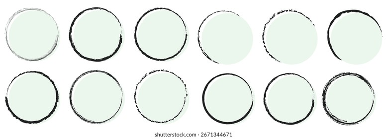 Hand drawn circles sketch frame set. Rounds scribble line circles. Doodle circular logo design elements.  Vector illustrations.EPS 10