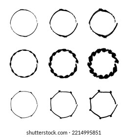 Hand drawn circles sketch. Vector grunge round shapes. Simple hand drawn circle. Circle borders for text. Vector illustration