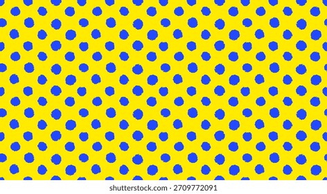 handgezeichnete Kreisstruktur. kleiner Polka-Punkt nahtloses Muster Hintergrund. handgezeichnete blaue und gelbe Punkte