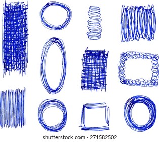 Hand drawn circles, textures, frames, vector design elements. Freehand drawing elements.  Doodle design elements. 