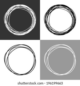 Hand drawn circles, vector design elements 