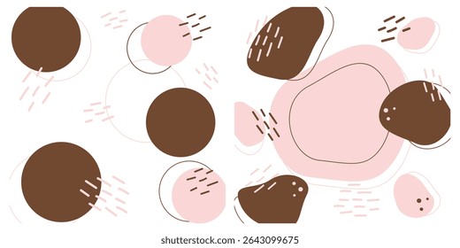 Hand Drawn Circular and Abstract spots and Stroke Trendy Background and Copy space Template idea Set