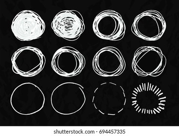 Hand drawn circular doodle shapes blackboard