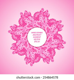 Hand drawn circular element with floral motives