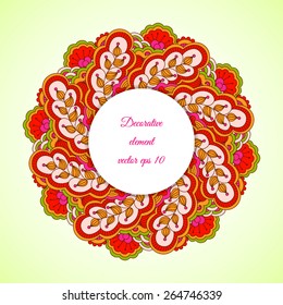 Hand drawn circular element with floral motives