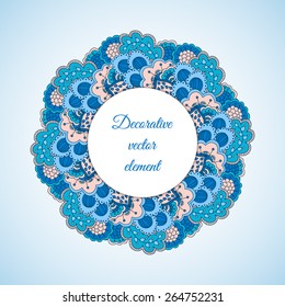 Hand drawn circular element with floral motives
