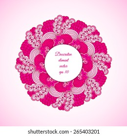 Hand drawn circular element with floral motives