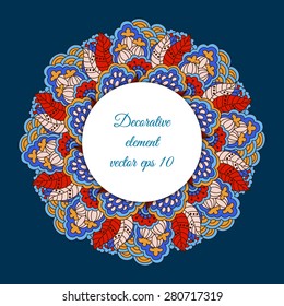 Hand drawn circular element with floral motives