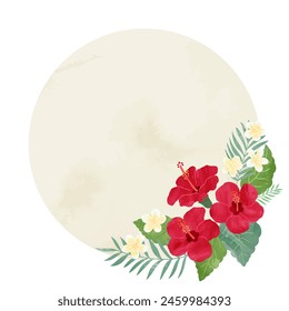 Hand drawn Circular Hibiscus Frame Illustration
