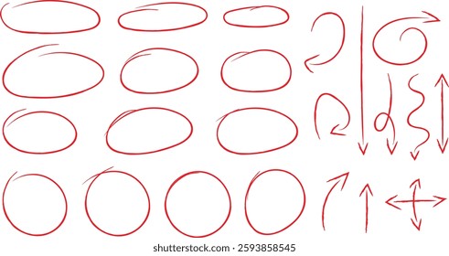 Hand drawn circular selection boxes and arrows