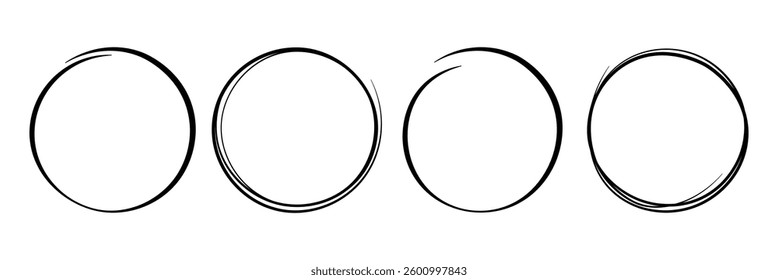 Hand drawn circular sketch icon. Doodle style scribble vector illustration on an isolated background. Ideal for business concepts.