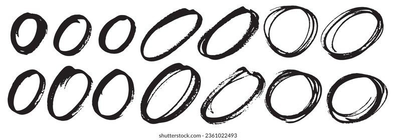 Hand drawn circular vector doodle set, text marker
