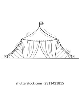 Hand Drawn Circus Tent Icon Vector Design.