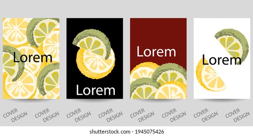 Hand drawn  citrus backgrounds set. Art texture with lemons and oranges in bright summer colors. For printing on covers, banners, sales, flyers. Modern design.  