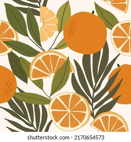 Patrón sin fisuras de cítricos dibujados a mano. Fondo de fruta dulce. Vector