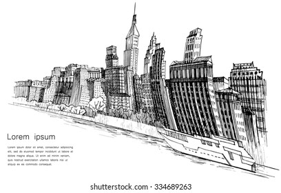 hand drawn city
