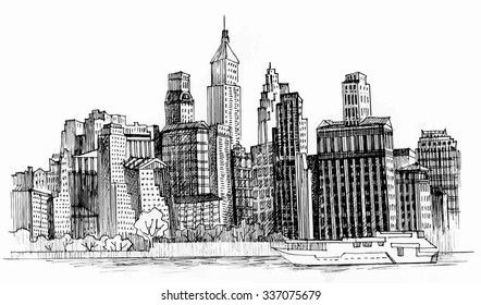 hand drawn city