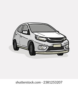 Hand drawn City Car or SUV car simple grey Background vector modern illustration