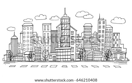 hand drawn city sketch your design drawn stock vector royalty free