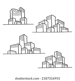 Hand drawn Cityscape, Doodle style hand drawing