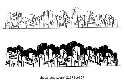 Paisaje urbano dibujado a mano, dibujo a mano estilo Doodle