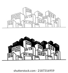 Hand drawn Cityscape, Doodle style hand drawing