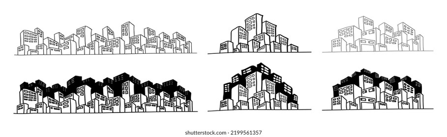 handgezeichnete Cityscape-Illustration im Doodstyle