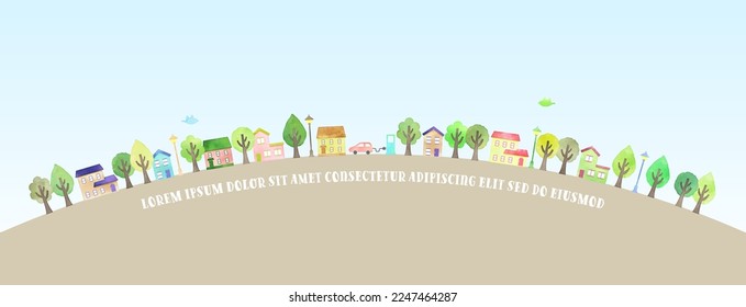 Handgezeichnetes Stadtbild und Naturbild; Vektorgrafik