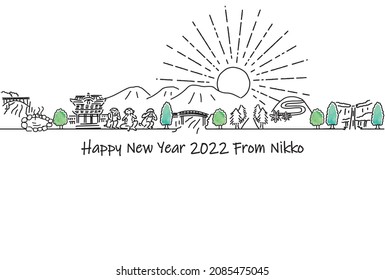 hand drawn cityscape NIKKO new year card 2022 template