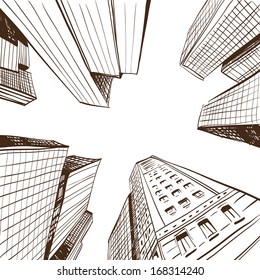 Hand drawn cityscape, vector illustration