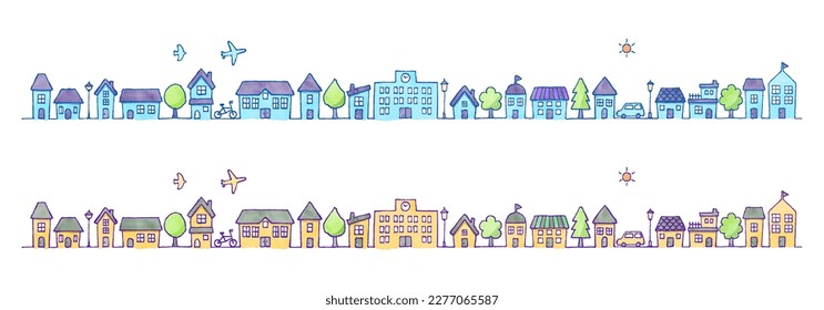 Hand drawn cityscape,  vector illustration