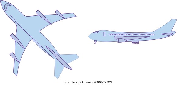 hand drawn civil airplane, line drawing. vector illustration. 