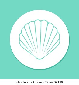 Hand drawn clam seashell sticker, aquatic life illustration