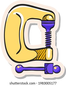 Hand drawn Clamp tool icon in sticker style vector illustration