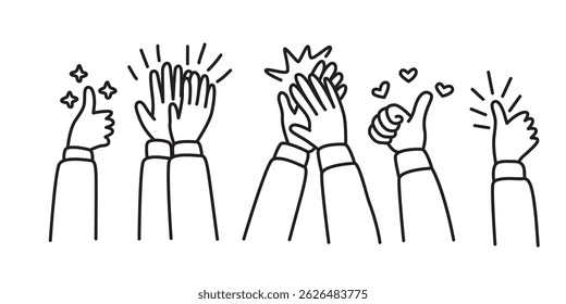 hand drawn clap design. hand gesture illustration.