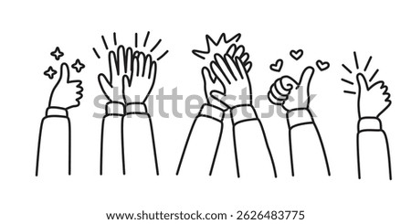 hand drawn clap design. hand gesture illustration.